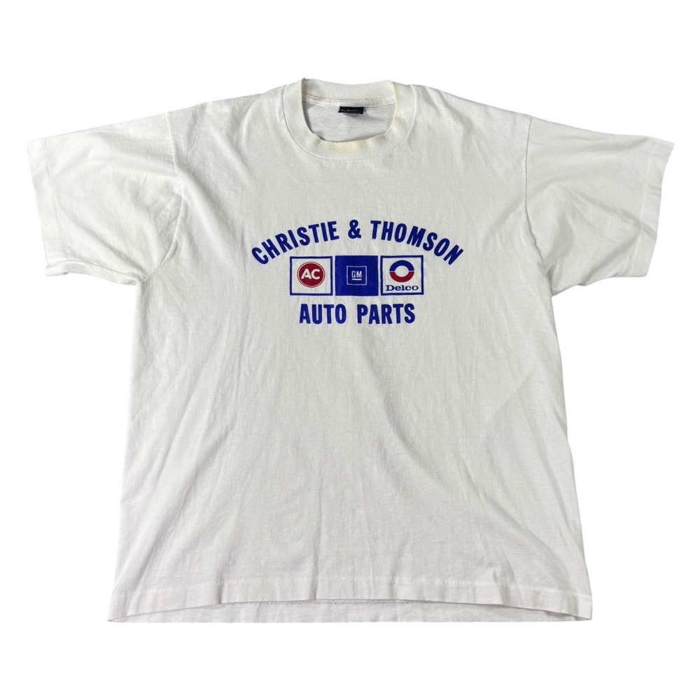 Vintage 90s Christie Thomson Auto Parts T-Shirt XL Screen Stars GM AC Delco USA